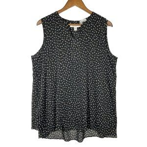 New Cristina B Double Layer Sleeveless Blouse Womens Large Black and White